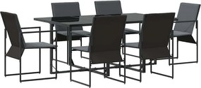 vidaXL Kert étkező szett 7 pcs Fekete Acél