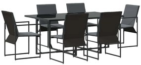 vidaXL Kert étkező szett 7 pcs Fekete Acél