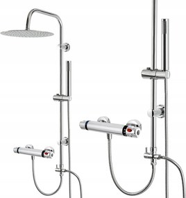 Zuhanyszett Oszlop Termosztátos Csapteleppel Nagy Esőztetővel 30CM