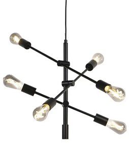 Okos, ipari függőlámpa fekete, 6 db WiFi ST64-es izzóval - Sydney