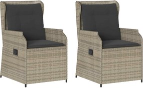 vidaXL Kerti pad 2 pcs Világosszürke polirattan