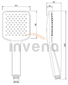 Invena Trend, kézi zuhanyfej 1 funkcióval, fekete, INV-AS-91-004-S