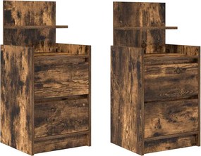 vidaXL 2 db füstös tölgy színű éjjeliszekrények 2 fiókkal 38x34x80 cm
