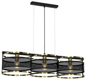 Csillár zsinóron RIM 3xE27/60W/230V fekete/arany