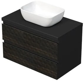 Fürdőszobaszekrény fedőlemezzel SAT Cube Way 80x47,5x46 cm barna matt CUBE3D46802ZHKD