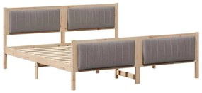 Ágykeret fejtámlával Barna és taupe 180 x 200 cm Tömör fenyőfa