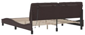 sötétbarna szövet ágykeret LED-es matrac nélkül 180 x 200 cm