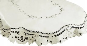 Abrosz Asztalra 150x220 Krémszínű Dekoratív Hímzéssel