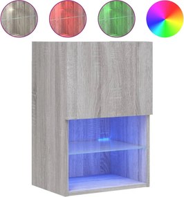 vidaXL szürke sonoma színű TV-szekrény LED-lámpákkal 40,5x30x60 cm