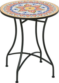 Outsunny Kültéri Asztal Ø60 cm, Időjárásálló Fém Terasz Asztal, Kültéri Étkezőasztal, Kemping Asztal, Kerek Terasz Asztal Kertre, Teraszra, Balkonra P