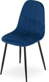 Étkezőszék PADVA VELVET fekete lábakkal, kék