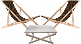 2X Fa Kerti Napozóágy Woodok Moro Dohányzóasztal