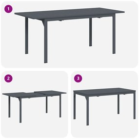 9 részes kerti étkező garnitúra anthracite acél
