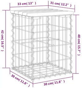 impregnált fenyőfa gabion kerti pad 33 x 31 x 42 cm