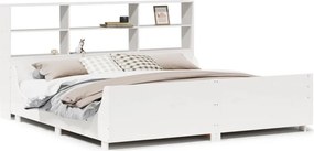 vidaXL fehér tömör fa könyvespolcos ágy matrac nélkül 180 x 200 cm