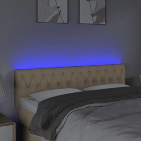 krémszínű szövet LED-es fejtámla 144x7x78/88 cm