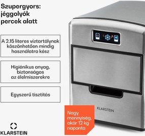 Klarstein Metropolitan, jégkocka készítő, 12 kg /24 h, digitális kijelző