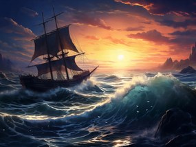 Poszter 20x15cm Az óceáni átkelés háborgó hullámai