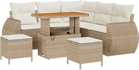 vidaXL Kerti Kanapé Szett párnával 8 pcs Beige és krém polirattan