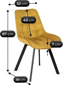 Szék mustársárga színben, bársony kárpittal. RICK