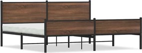 vidaXL barna tölgy színű fém ágykeret matrac nélkül 193 x 203 cm