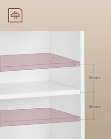 CUSTOS nyitott rekeszes éjjeliszekrény, állítható polccal, felhőfehér