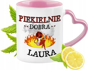 Laura bögre rózsaszín, szív alakú füllel Kávé ajándék