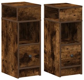 2 db füstös tölgy színű éjjeliszekrény fiókkal 25x31x66 cm