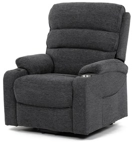 Fotoliu de relaxare electric și TV, 1 motor, tapițerie gri, încărcare wireless pentru telefoane mobile