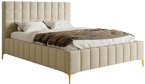 Franciaágy 160 cm Sheldona 160 (ágyráccsal) (tárolóhellyel) (bézs + arany). 1099764