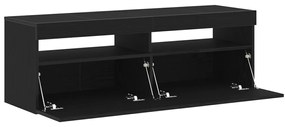 TV Szekrény LED Fekete Tölgy 120x35x40 cm Mérnöki Fa