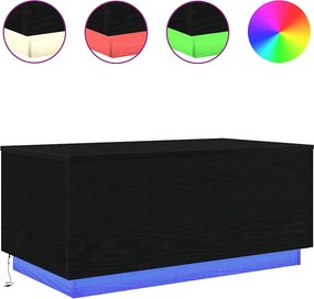 vidaXL fekete tölgy dohányzóasztal LED-lámpákkal 90x50x40 cm