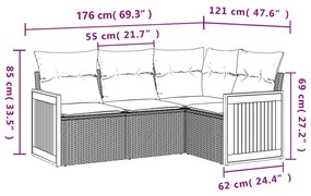 4 részes szürke polyrattan kerti ülőgarnitúra párnákkal