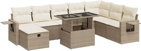 vidaXL 9 részes bézs polyrattan kerti ülőgarnitúra párnákkal