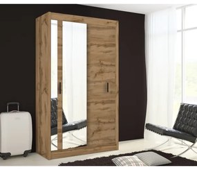 SABRINA gardróbszekrény tükörrel, 120x215 cm, woltan tölgy