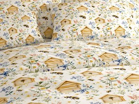 Pamut ágynemű WOODEN HOUSES POLY színes Ágyneműhuzat mérete: 2 db 70 x 90 cm | 200 x 220 cm