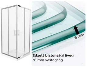Elio 80x80 cm szögletes két tolóajtós zuhanykabin 6 mm vastag vízlepergető biztonsági üveggel, króm elemekkel, 190 cm magas