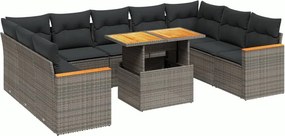 vidaXL 10 részes szürke polyrattan kerti ülőgarnitúra párnákkal