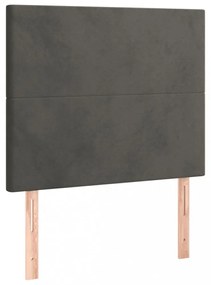 sötétszürke bársony LED-es fejtámla 100x5x118/128 cm