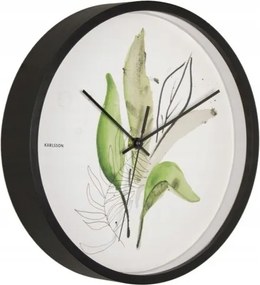 Falióra zöld fehér fekete elemes konyhai Botanical Leaves