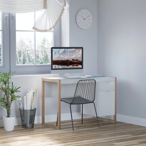 HOMCOM Íróasztal Fiókkal és Szekrénnyel, Modern Stílus, 112.5x50x75.5 cm, Fehér | Aosom