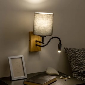 Brilagi - LED Fali lámpa NUBILA WOOD 1xE27/25W/230V + LED/3W tölgy/antracit