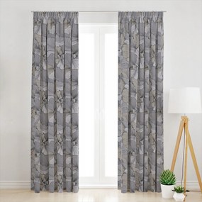 Szalagfüggöny Nagy Szürke Virágokkal 145 cm széles x 170 cm magas