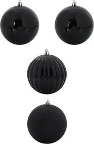vidaXL Karácsonyi Díszgömb Készlet XXL 4 pcs Fekete Műanyag