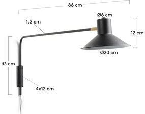 Fekete fali lámpa ø 20 cm Aria – Kave Home
