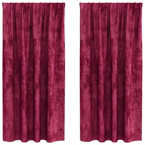 Velúr Függöny 2 db rudacsatlakozós Burgundi vörös 175x140 cm