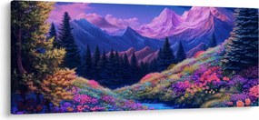 Kép - Lila táj teljes holdfénynél (120x50 cm)