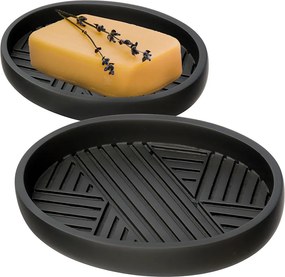 Szappantartó Fekete 3D Mintázattal, Ovalis, Tartós, Modern Fürdőszobába