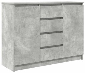 betonszürke szerelt fa tálalószekrény fiókos 100,5x35x76 cm