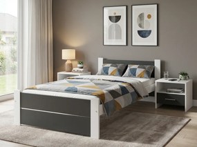 Ágy IKAROS DOUBLE 80 x 200 cm, antracit/fehér Ágyrács: Lamellás ágyrács, Matrac: Sommera 18 cm matrac